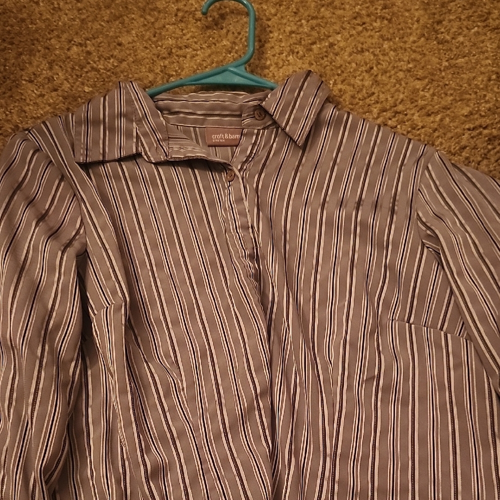 Croft & Barrow Purple Casual Button Down Shirt